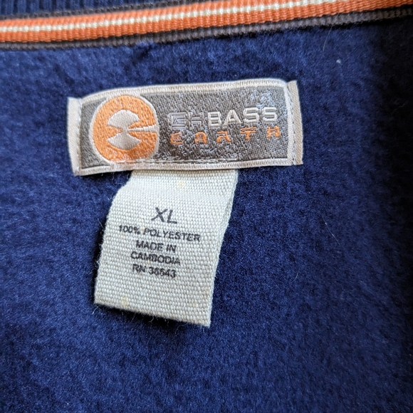 GH Bass Men's XL fleece pullover, zippered front pockets Navy - Picture 3 of 9